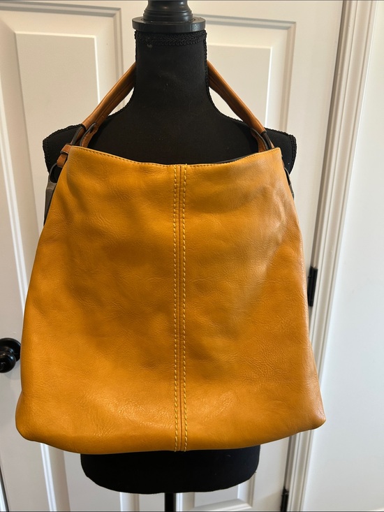 Unbranded Handbags - Mustard Yellow Hobo Style Shoulder Bag Faux Leather Slouchy Gold Yellow
